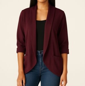 New York & Company Open Front Cardigan – Size Medium,‎ Plum/Burgundy
